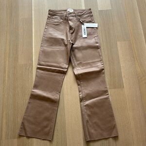 L'Agence Coated Kendra High Rise Crop Flare in Cappuccino